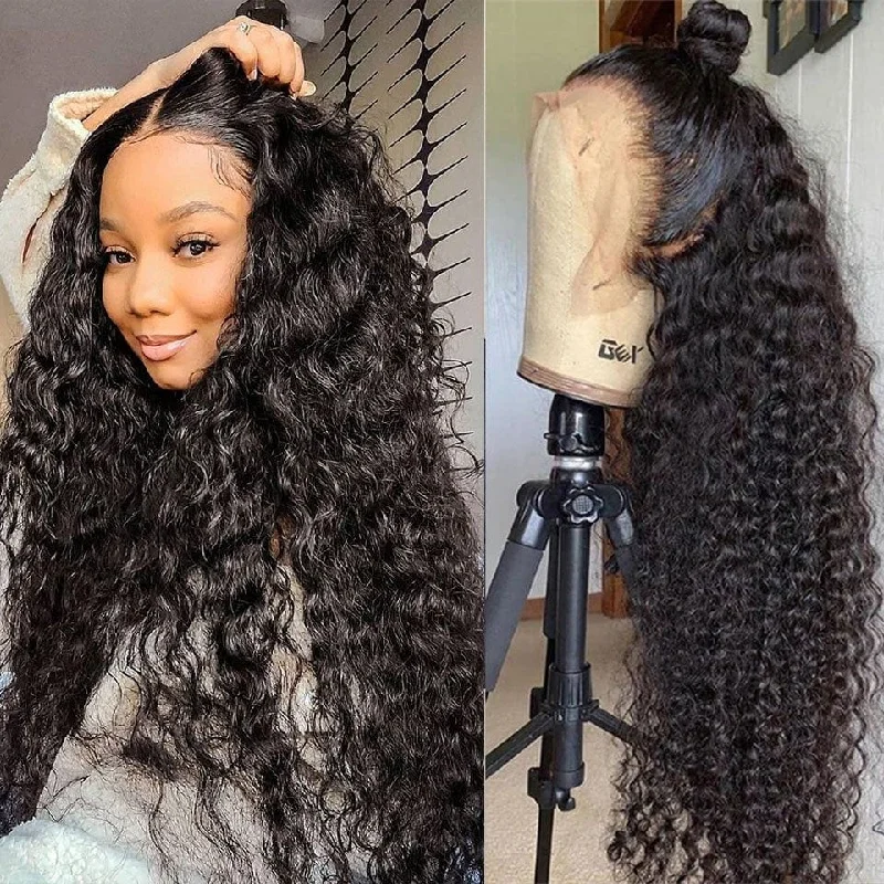 13x6 HD Lace Front Human Hair Wigs 200% Density Deep Wave Glueless Wigs