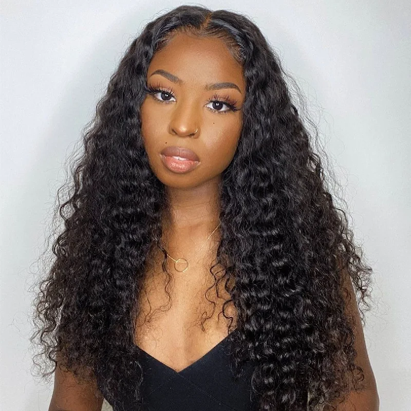 HD 180% Density Virgin Hair 4x4 5x5 HD Lace Closure Wigs Deep Wave Human Hair