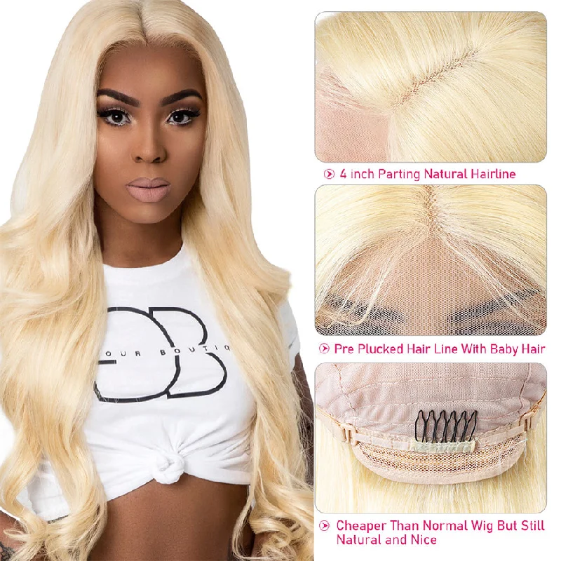 12A Grade Body Wave 13x4 Blonde 613 Lace Frontal Wigs Human Hair Wigs 180 210 250 Density Wigs