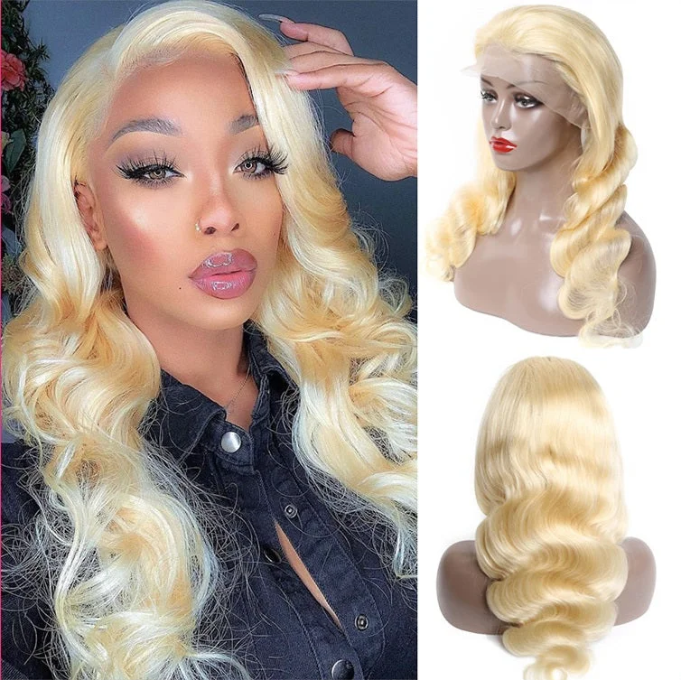 12A Grade Body Wave 13x4 Blonde 613 Lace Frontal Wigs Human Hair Wigs 180 210 250 Density Wigs