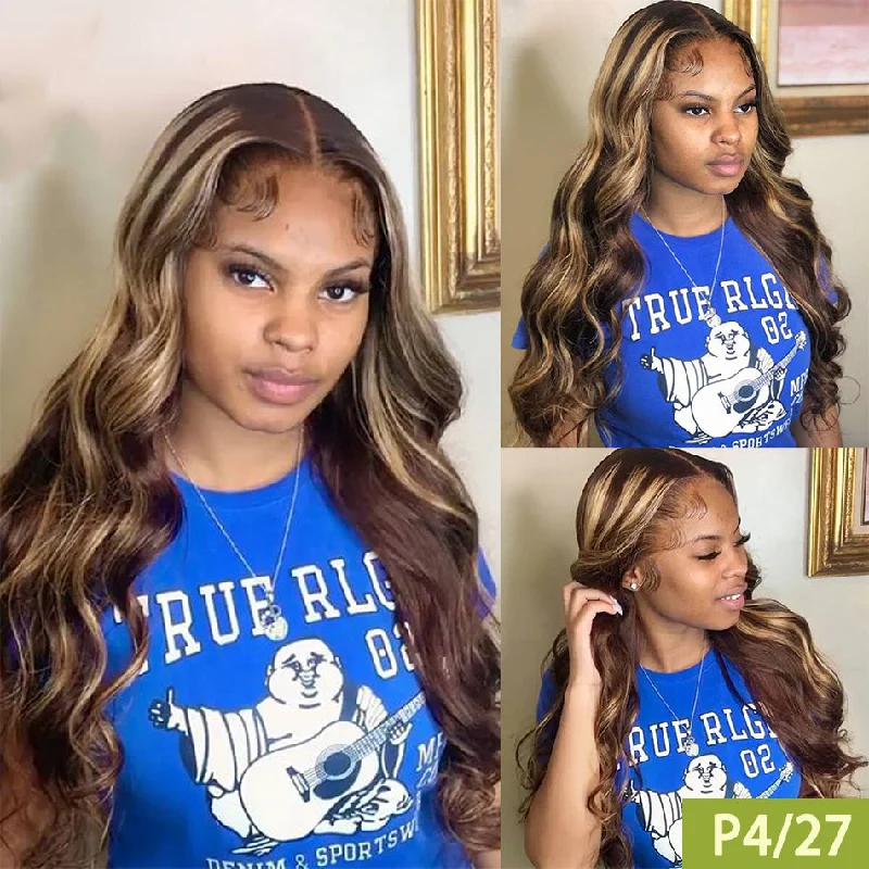 13x4/T Part/4x4 Lace  Wig 14- 30 Inch  613 Blonde Highlight Body Wave Lace Frontal Wig