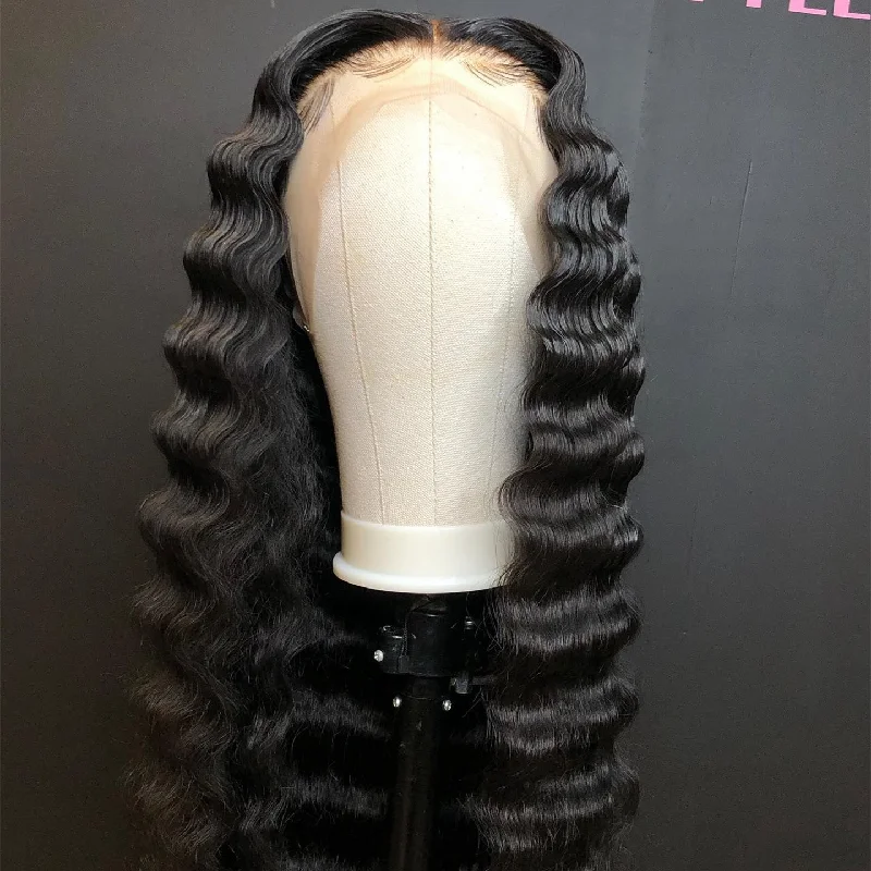 13x4 HD Transparent Lace Front Wigs Loose Deep Wave 180 210 250 Density 40 Inch Brazilian Human Hair Wig