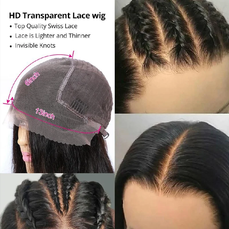 13*4 Transparent Lace Front Wigs Straight Hair Wigs 38 40 Inch 180 210 250 Density  Vrvogue Hair