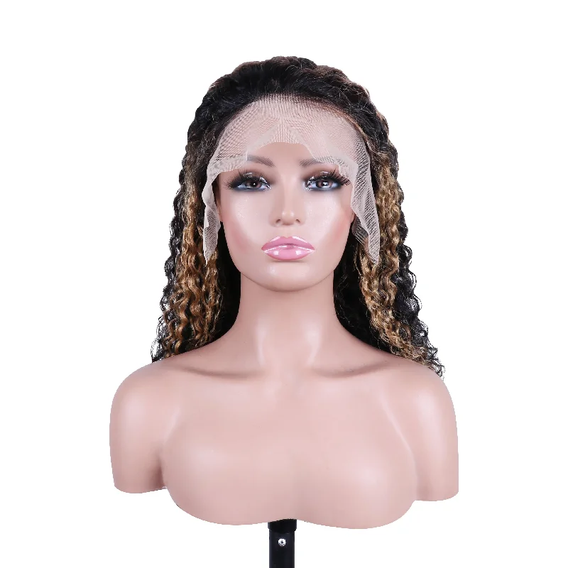 13x4/T Part/4x4 Lace Wigs Brazilian curly hair Highlight Blonde Colored Wigs Human Hair Wigs