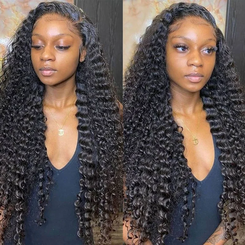 5x5 HD Lace Closure Wig Virgin Hair With Baby hair Deep Wave Human Hair Wigs Melted Match All Skin