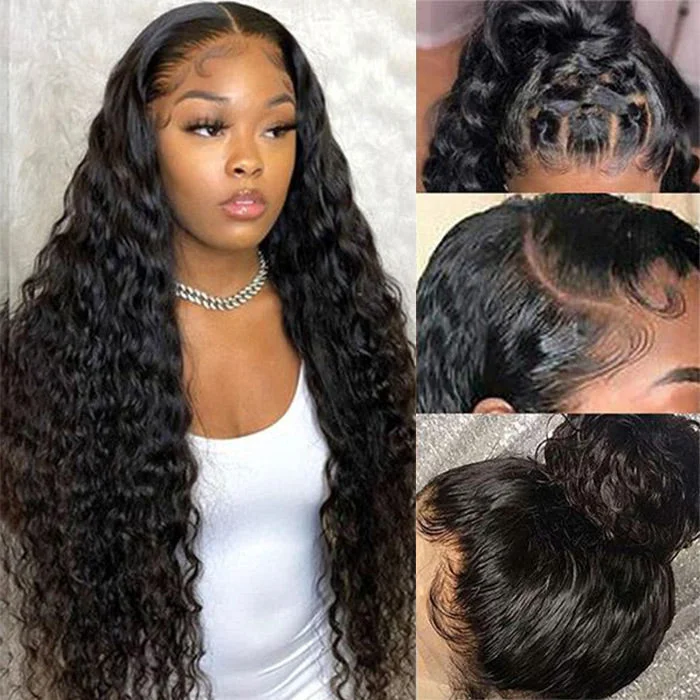 5x5 HD Lace Closure Wig Virgin Hair With Baby hair Deep Wave Human Hair Wigs Melted Match All Skin