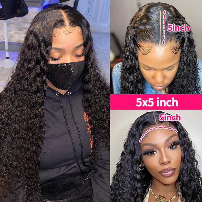 5x5 HD Lace Closure Wig Virgin Hair With Baby hair Deep Wave Human Hair Wigs Melted Match All Skin