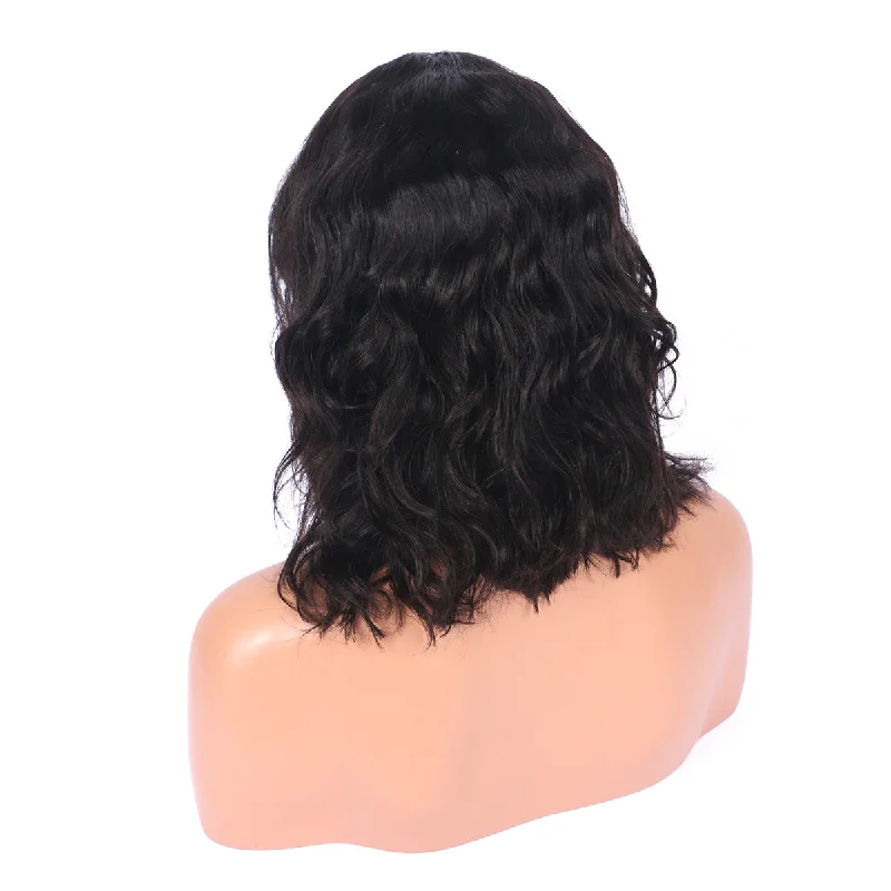 13x4 Lace Front Wavy Bob Wig Human Hair Free Part Pre Plucked Hairline