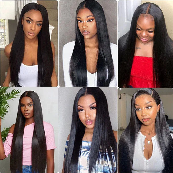 Reshine Hair 13x6 Invisible Transparent Lace Frontal Wigs 150% Density Straight Human Hair Lace Front Wig