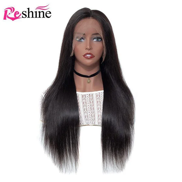 Reshine Hair 13x6 Invisible Transparent Lace Frontal Wigs 150% Density Straight Human Hair Lace Front Wig