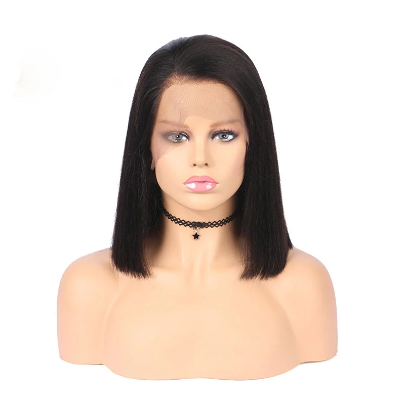 13x4 Side Part Asymmetrical Bob Wig Pre Plucked Lace Front Human Hair