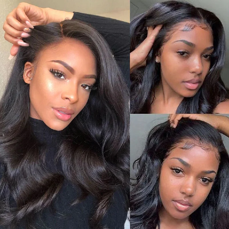 13x6 Lace Frontal Clear Hairline HD Swiss Lace+Bleached Knots Body Wave Human Hair Wigs