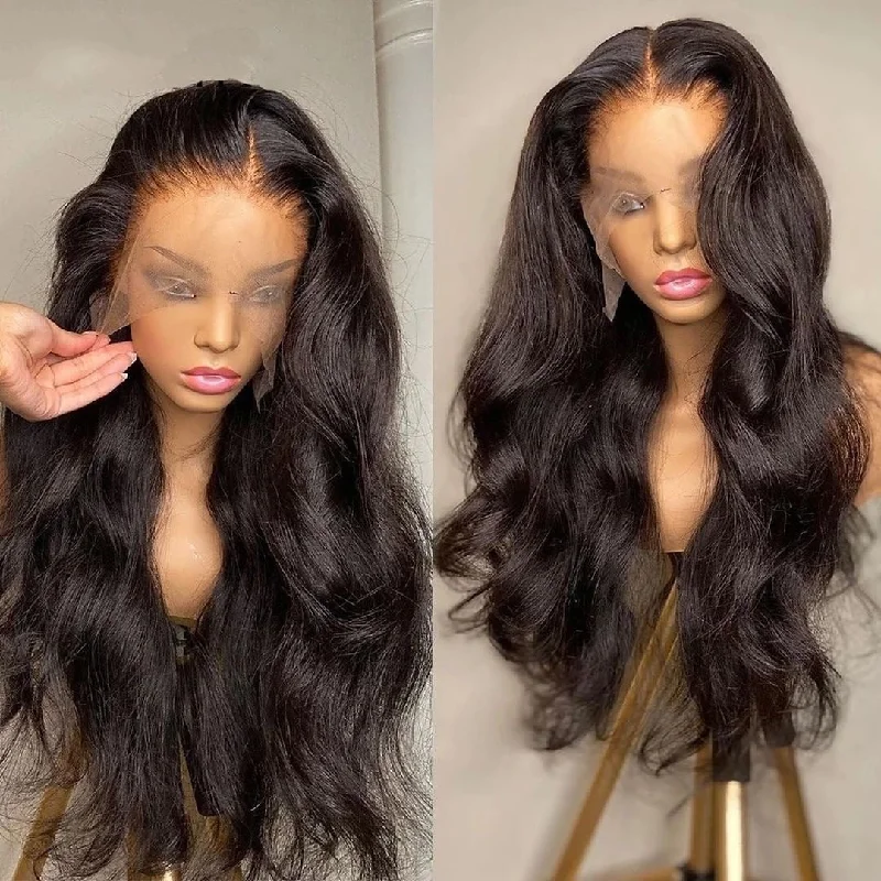 13x6 Lace Frontal Clear Hairline HD Swiss Lace+Bleached Knots Body Wave Human Hair Wigs