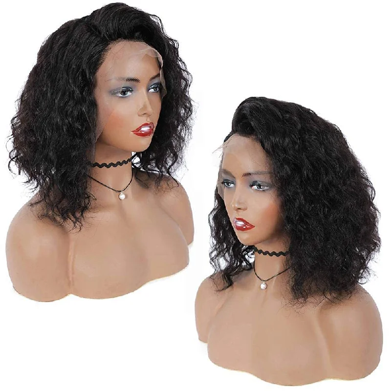 180 210 Density Curly Hair Bob Wigs 13x4/4x4 Transparent Lace Front Closure Wigs 10A Human Hair