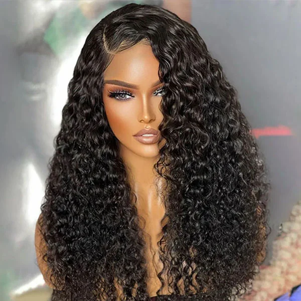 200% 250% High Density Water Wave Human Hair HD Lace Wigs