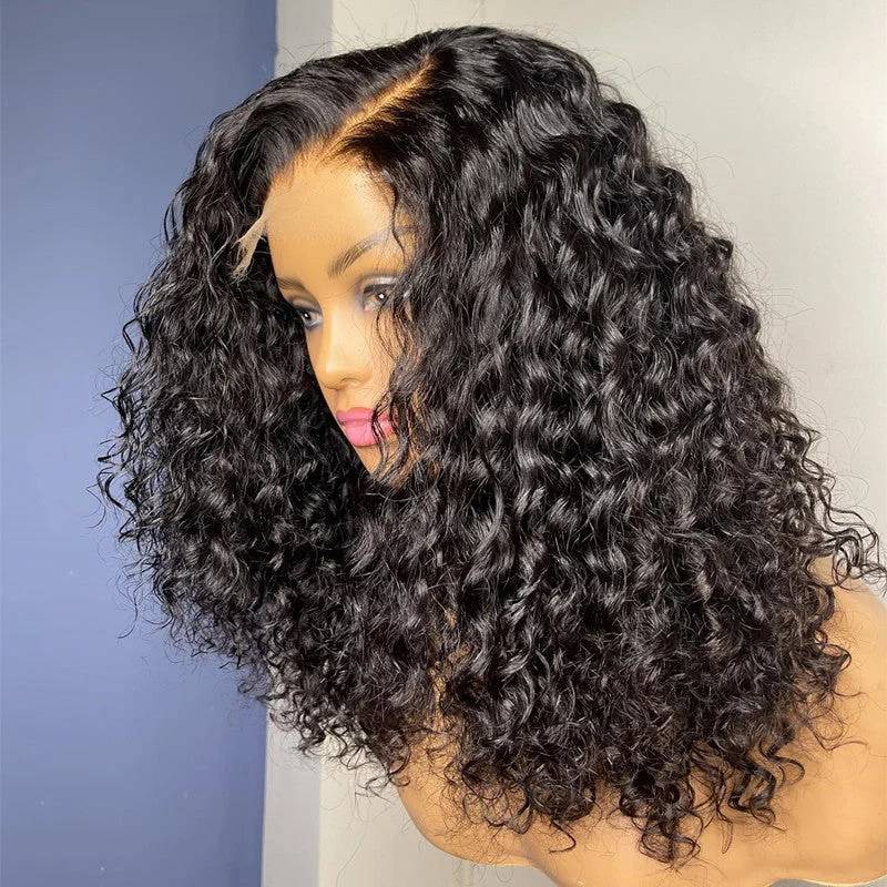 200% Density  HD Lace Medium Length 13x4 Culry Lace Wig