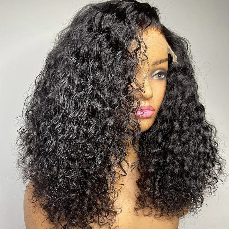 200% Density  HD Lace Medium Length 13x4 Culry Lace Wig