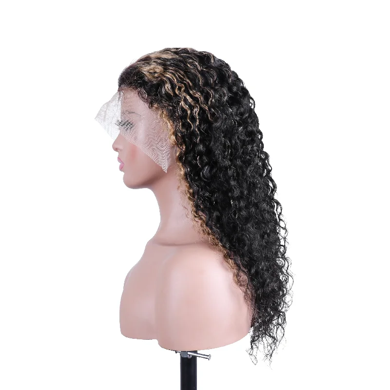 Brazilian curly hair Highlight Blonde Colored Wigs 180 210 Density 13x4/T Part/4x4 Lace Wigs Human Hair Wigs