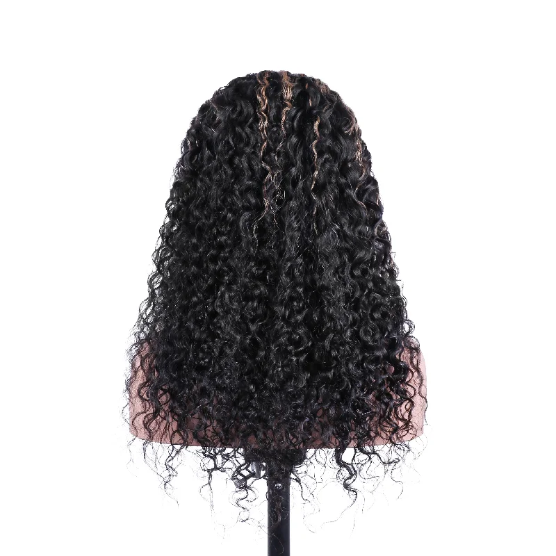 Brazilian curly hair Highlight Blonde Colored Wigs 180 210 Density 13x4/T Part/4x4 Lace Wigs Human Hair Wigs