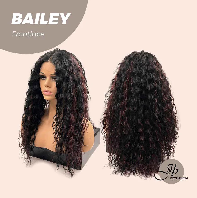 JBEXTENSION 26 inches Extra Curly Black With Red Highlight Frontlace Glueless Wig BAILEY