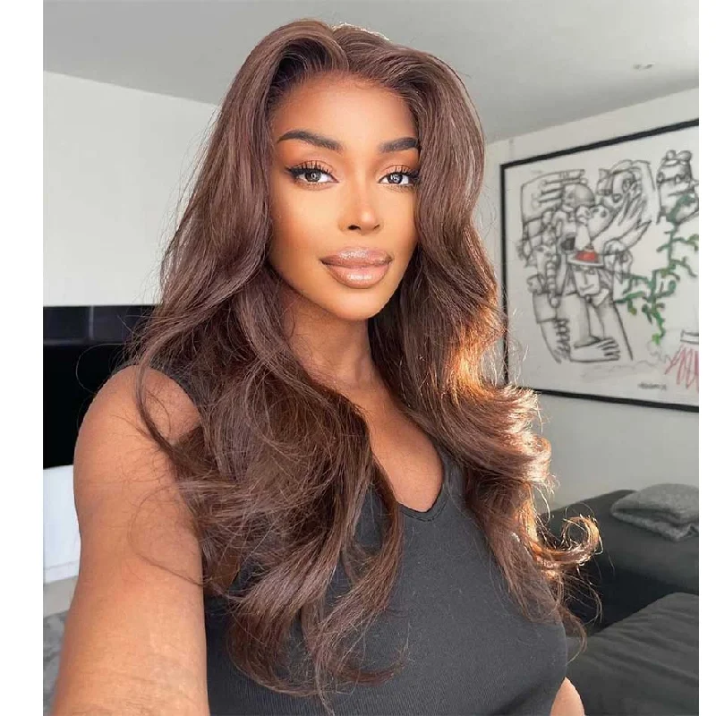 Chocolate Brown 13x4/T Part/4x4 Transparent Lace Wigs Body Wave Vrgin Human Hair Wigs Vrvogue Hair