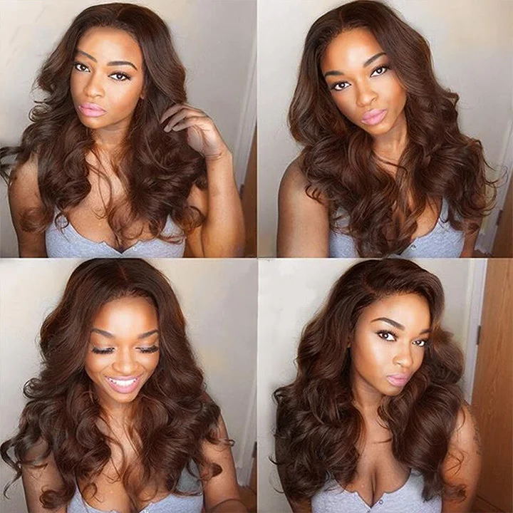 Chocolate Brown 13x4/T Part/4x4 Transparent Lace Wigs Body Wave Vrgin Human Hair Wigs Vrvogue Hair