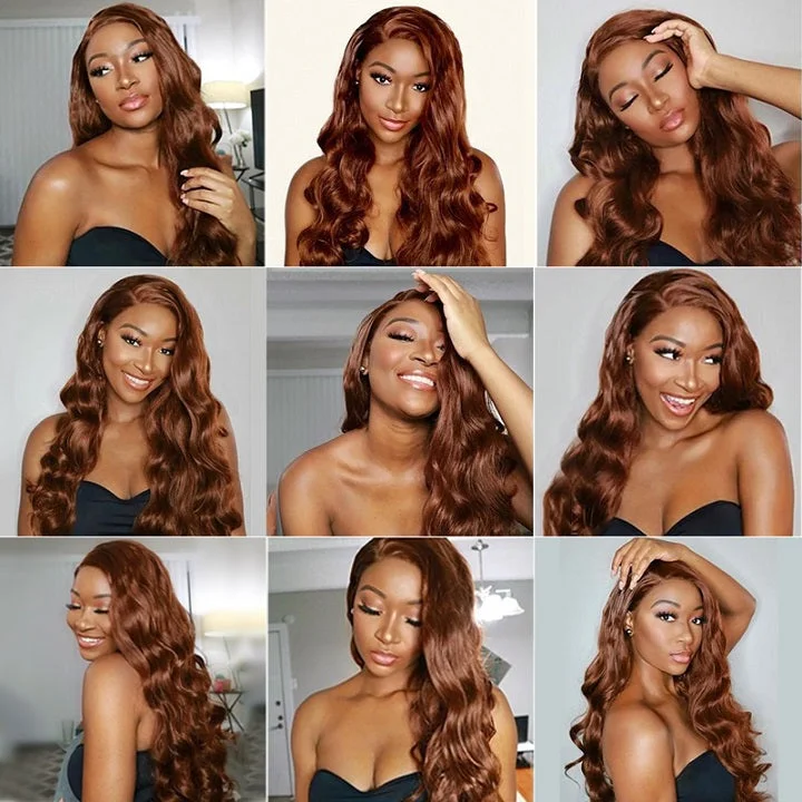 Chocolate Brown 13x4/T Part/4x4 Transparent Lace Wigs Body Wave Vrgin Human Hair Wigs Vrvogue Hair