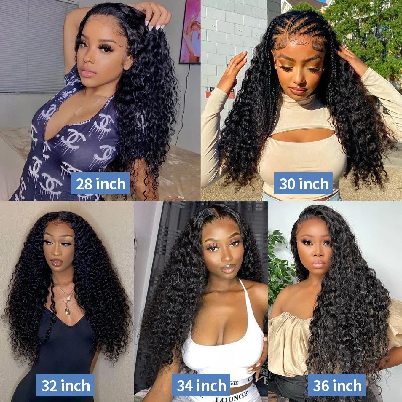 30 Inch 13*6 HD Transparent Lace Front Wigs Deep Wave Human Hair Wigs For Women 250 Density Peruvian Virgin Hair