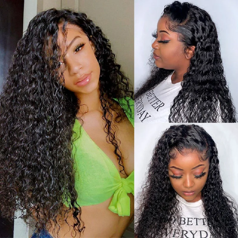 40 Inch 13x4 Deep Wave Frontal Wig HD Transparent Lace Wig Pre Plucked Brazilian Human Hair Wigs