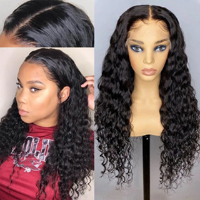 40 Inch 13x4 Deep Wave Frontal Wig HD Transparent Lace Wig Pre Plucked Brazilian Human Hair Wigs