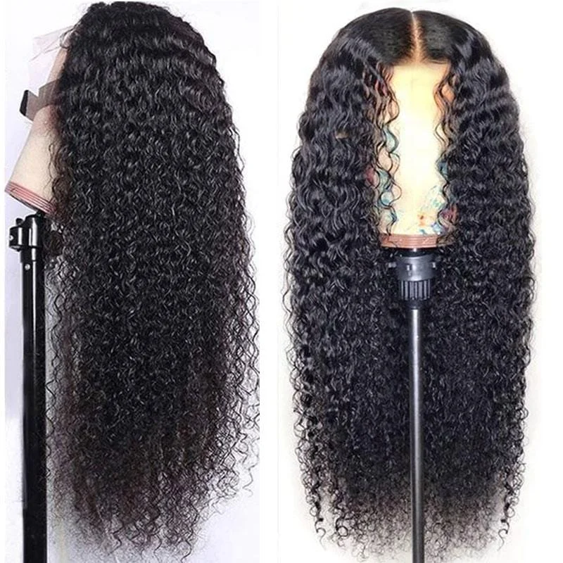 40 Inch Virgin Hair 13*4 HD Transparent Lace Front Wigs 180 210 250 Density Kinky Curly Human Hair Wigs