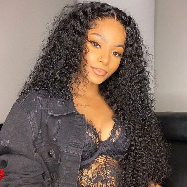 40 Inch Virgin Hair 13*4 HD Transparent Lace Front Wigs 180 210 250 Density Kinky Curly Human Hair Wigs