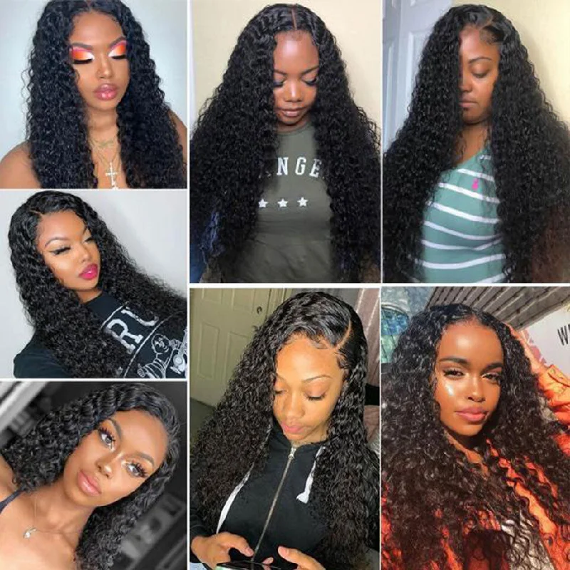 40 Inch Virgin Hair 13*4 HD Transparent Lace Front Wigs 180 210 250 Density Kinky Curly Human Hair Wigs