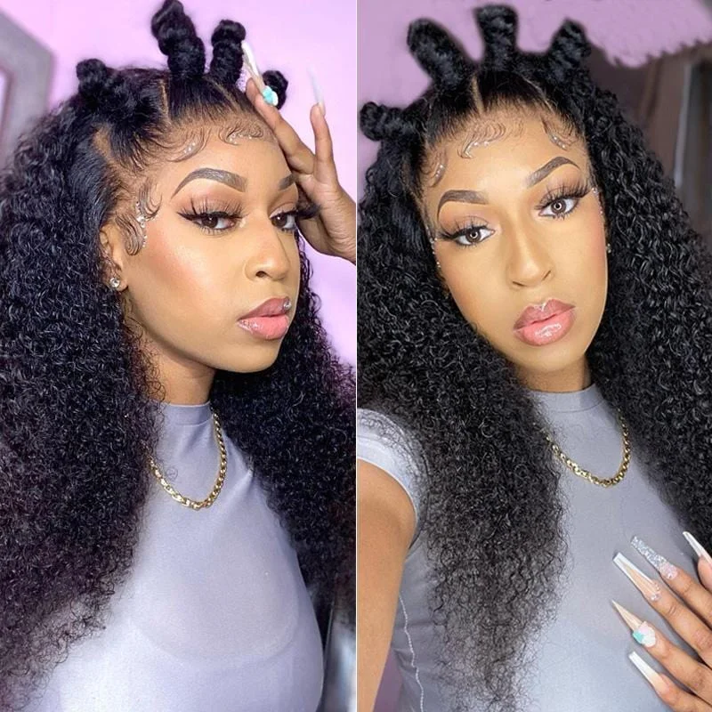 Brazilian Hair 13*4 HD Transparent Lace Front Wigs Kinky Curly Human Hair Wigs