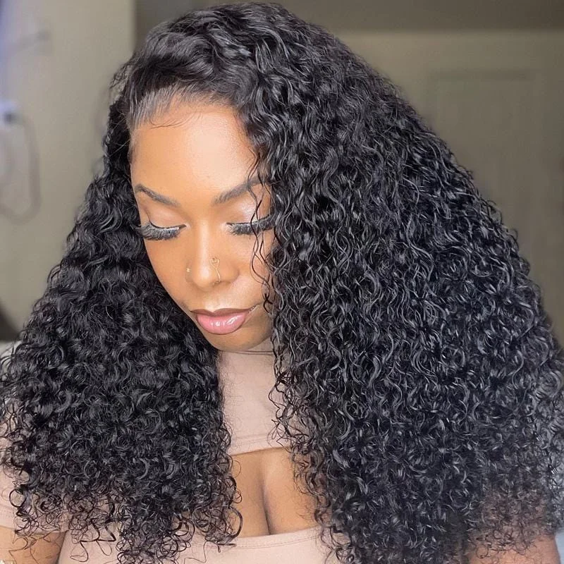 Brazilian Hair 13*4 HD Transparent Lace Front Wigs Kinky Curly Human Hair Wigs