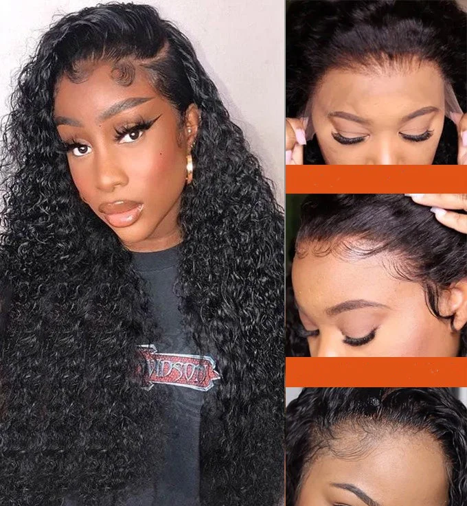 Brazilian Hair 13*4 HD Transparent Lace Front Wigs Kinky Curly Human Hair Wigs