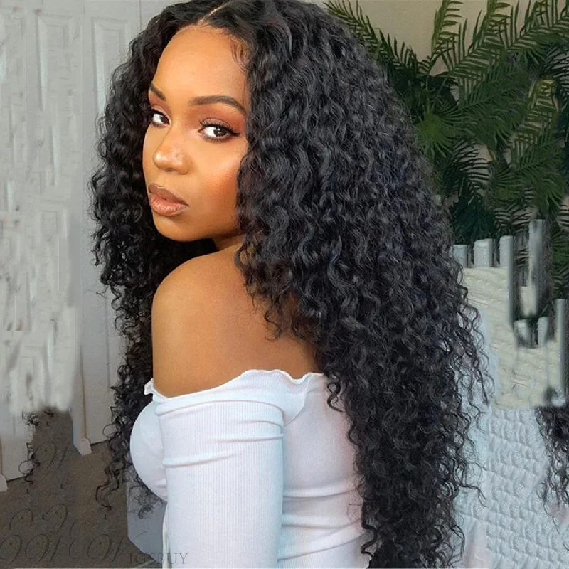 40 Inches Mink Brazilian Hair Deep Curly Wave Wigs 13*4 HD Transparent Lace Front Wigs 180 210 250 Density Human Hair Wigs Vrvogue Hair