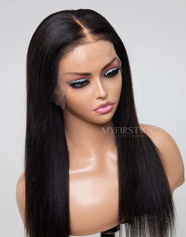 4C Natural Edges - Yaki Texture With Middle Part Glueless Invisible Lace Front Wigs - 4CEY001