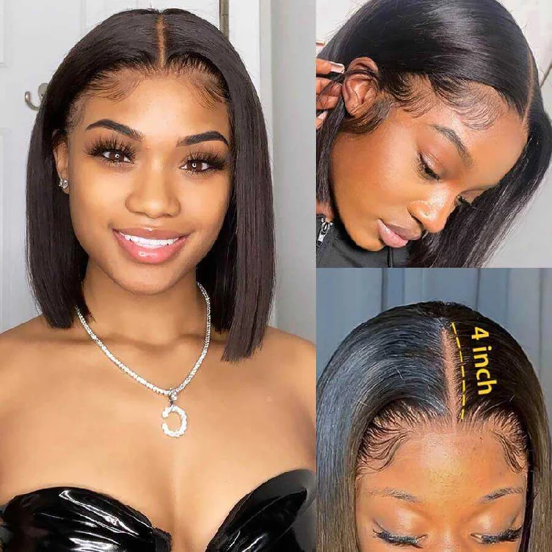 4x4 Lace Closure Straight Short Bob Human Hair Wigs