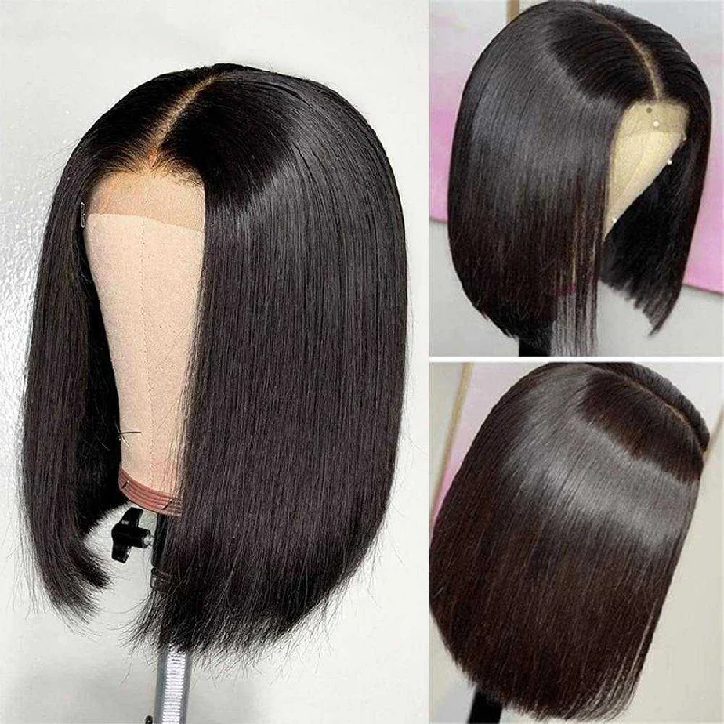 4x4 Lace Closure Straight Short Bob Human Hair Wigs