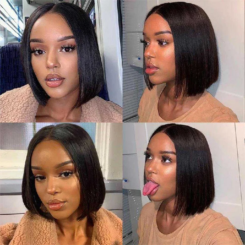 4x4 Lace Closure Straight Short Bob Human Hair Wigs