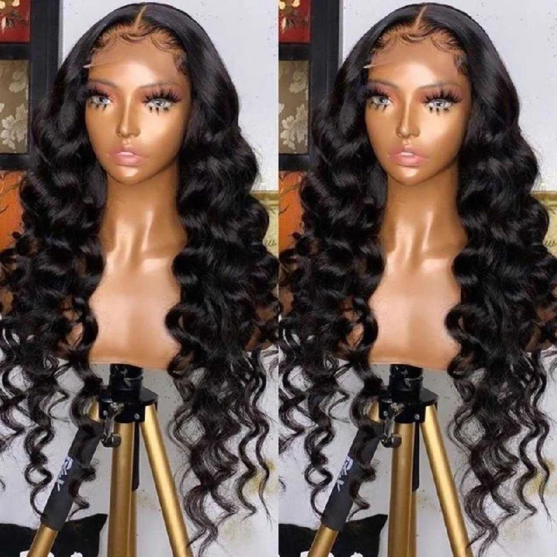 Sdamey 4x4/5x5 Lace Closure Wig Loose Deep Wave 100% Human Hair wigs