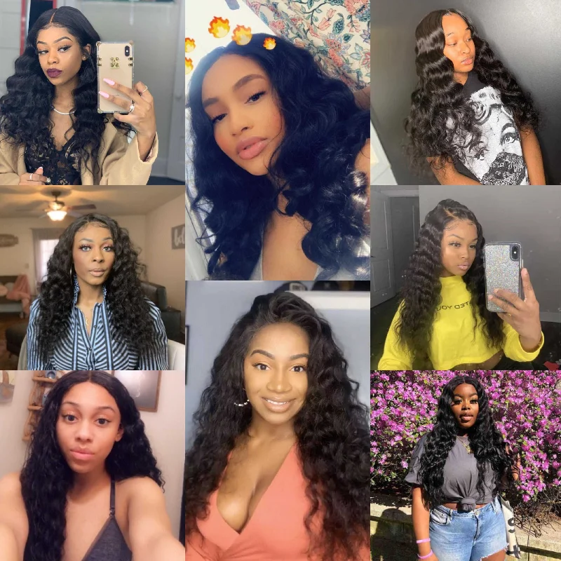 Sdamey 4x4/5x5 Lace Closure Wig Loose Deep Wave 100% Human Hair wigs