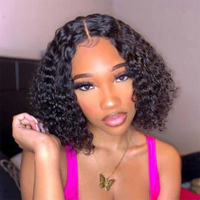 4x4 Lace Closure Wig Curly Bob Human Hair Wigs