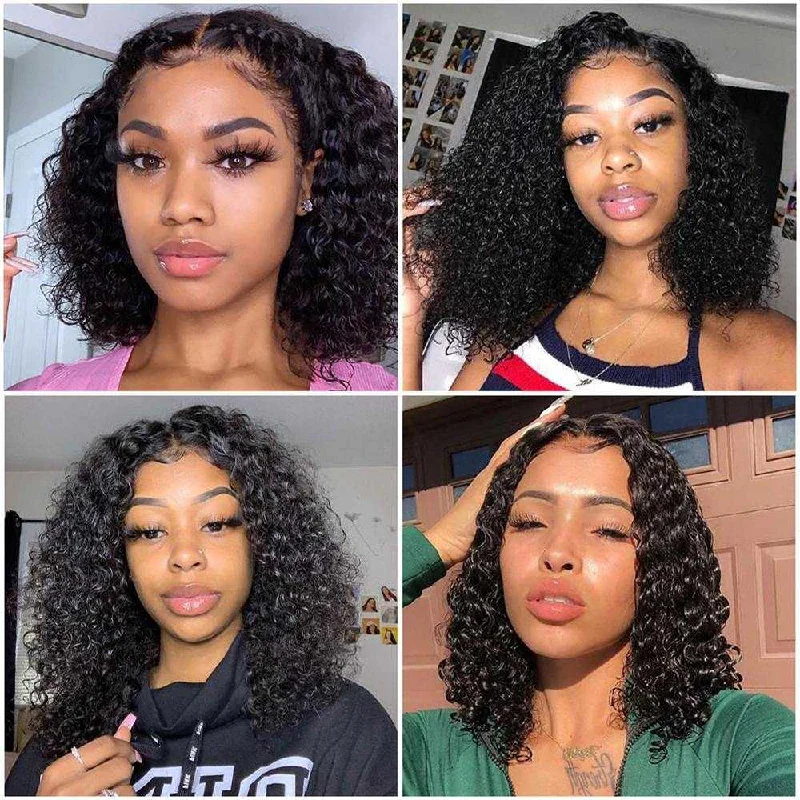 4x4 Lace Closure Wig Curly Bob Human Hair Wigs