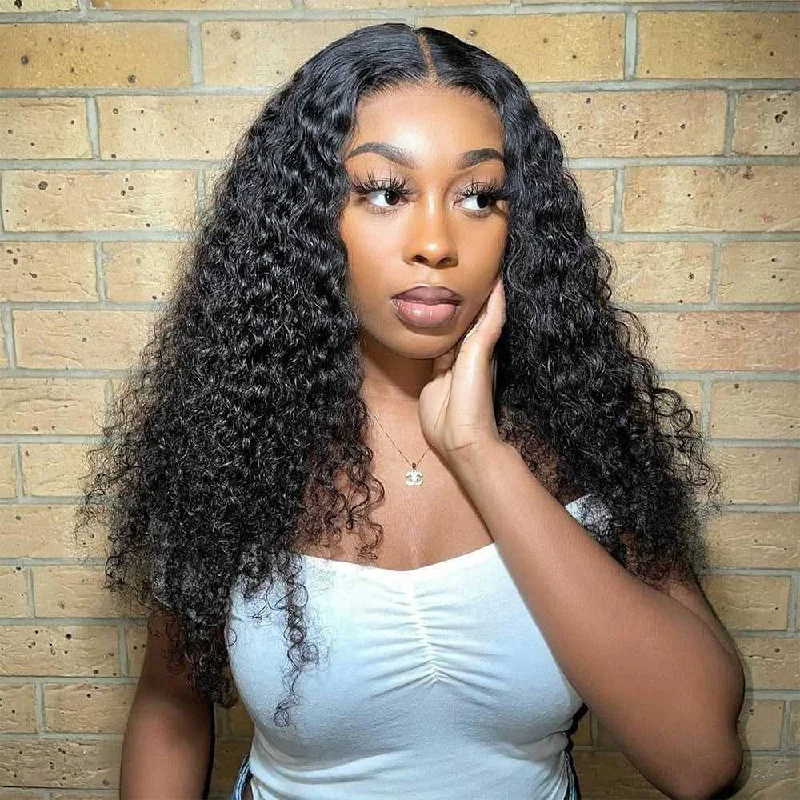 Sdamey Glueless Curly Human Hair Wigs 4x4 / 5x5 Lace Closure Deep Curly Wig