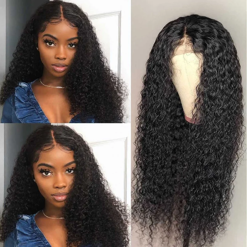 Sdamey Glueless Curly Human Hair Wigs 4x4 / 5x5 Lace Closure Deep Curly Wig