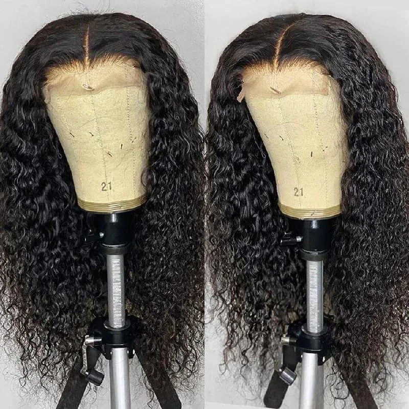 Sdamey Glueless Curly Human Hair Wigs 4x4 / 5x5 Lace Closure Deep Curly Wig