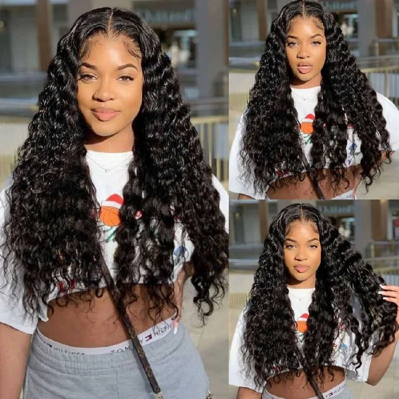 Glueless Deep Wave 4x4/5x5 Lace Closure Wig sdamey 100% Human Hair Wigs