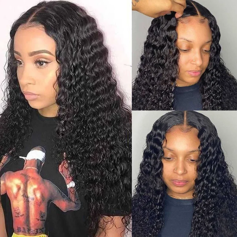 Glueless Deep Wave 4x4/5x5 Lace Closure Wig sdamey 100% Human Hair Wigs